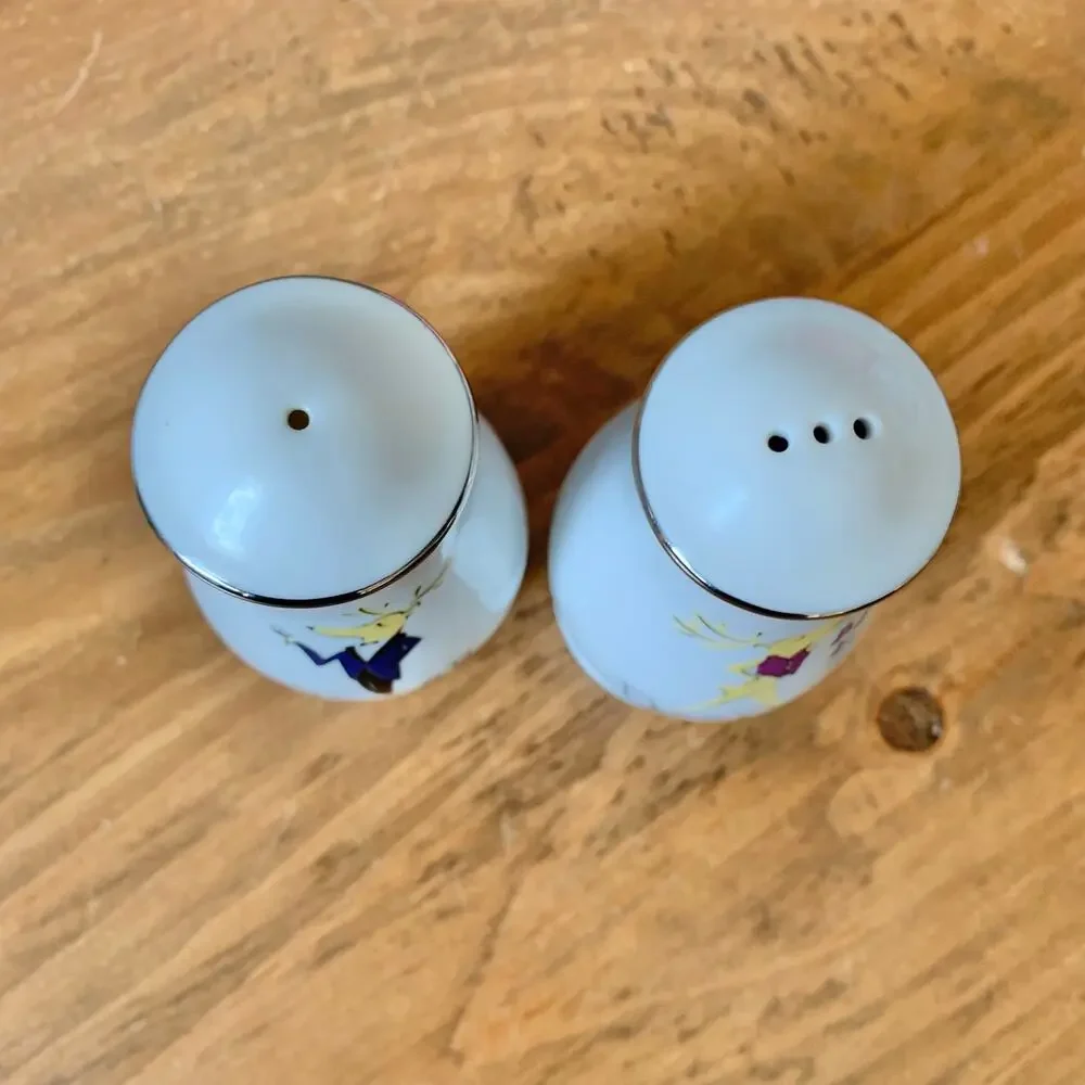 Pottery Barn Retired Reindeer Salt & Pepper Shaker Set Dasher & Dancer Christmas
